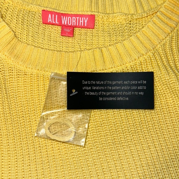 All Worthy Hunter McGrady Yellow Dip-Dye Ombré Shaker Sweater Large - Picture 3 of 7